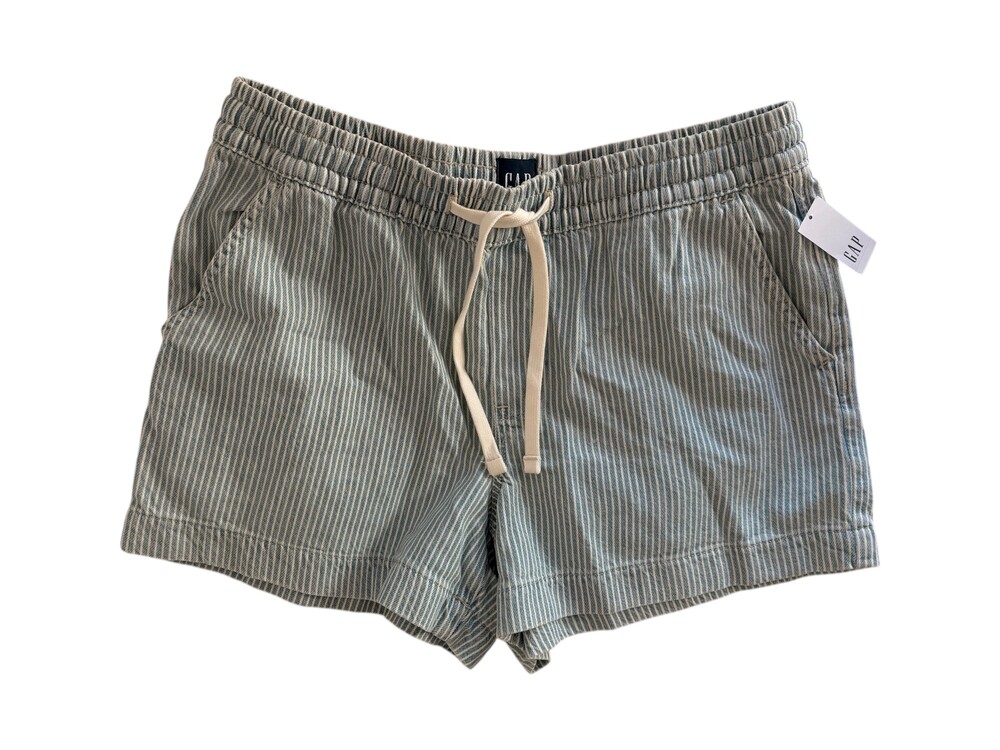 GAP Blue and White Striped Cotton Lyocell Shorts - Medium